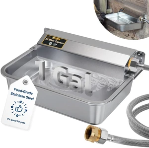 1Gal/3.8L Automatic Water Dispenser for Dogs, Patented Automatic Dog Water Bowl Dispenser, Stainless Steel Water Bowl for Livestock Chicken, Outdoor Dog Water Feeder Fit 3/4'' GHT Faucet 1Gal/3.8L Automatic Water Dispenser for Dogs, Patented Automatic Dog Water Bowl Dispenser, Stainless Steel Water Bowl for Livestock Chicken, Outdoor Dog Water Feeder Fit 3/4'' GHT Faucet