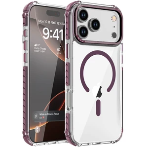 for iPhone 18 Pro Max Case/iPhone 17 Pro Max Case Clear+Wine Red | Compatible with Magsafe Military Grade Drop Protection Transparent Slim Fit Anti-slip Shockproof Protective Phone Cover for iPhone 18 Pro Max Case/iPhone 17 Pro Max Case Clear+Wine Red | Compatible with Magsafe Military Grade Drop Protection Transparent Slim Fit Anti-slip Shockproof Protective Phone Cover