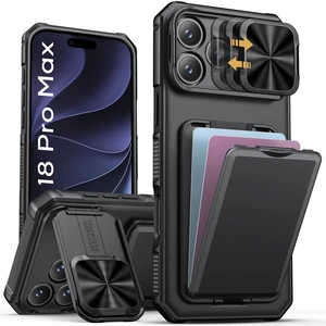 for iPhone 18 Pro Max Case with Card Holder & Kickstand, Black | RFID Blocking, Sliding Camera Lens Cover, Stand, Military-Grade Heavy-Duty Shockproof Phone Case Cover for 18 Pro Max 2026 for iPhone 18 Pro Max Case with Card Holder & Kickstand, Black | RFID Blocking, Sliding Camera Lens Cover, Stand, Military-Grade Heavy-Duty Shockproof Phone Case Cover for 18 Pro Max 2026