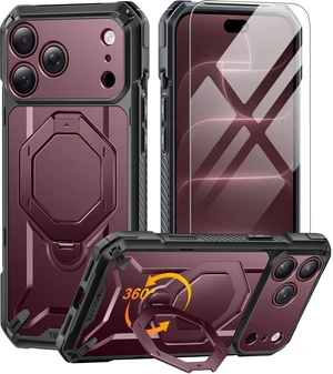for iPhone 18 Pro Max Case, with 360° Spin Magnetic Stand,Burgundy | Screen Protector & Full Camera Protection, Compatible with MagSafe, Camera Control, Anti-Slip, Military-Grade Drop Protection for iPhone 18 Pro Max Case, with 360° Spin Magnetic Stand,Burgundy | Screen Protector & Full Camera Protection, Compatible with MagSafe, Camera Control, Anti-Slip, Military-Grade Drop Protection