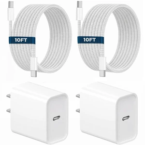 iPhone 18 Pro Max Charger Fast Charging, 2-Pack 20W USB C Charger Block with 10ft 60W Woven USB C to USB C Cable, Type C Phone Charger for iPhone 18/17/16/15 Pro Max/Pro/Plus, iPad Pro/Mini, MacBook iPhone 18 Pro Max Charger Fast Charging, 2-Pack 20W USB C Charger Block with 10ft 60W Woven USB C to USB C Cable, Type C Phone Charger for iPhone 18/17/16/15 Pro Max/Pro/Plus, iPad Pro/Mini, MacBook