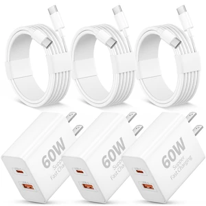 60W USB C Super Fast Charger for iPhone Duo 18 17 16 15 Pro Max, 3 Pack | Type C Fast Charging Block with 3FT USB C to C Cable Cord for iPhone Duo/18 Pro Max/18/17/17e/16e/16/15 Pro Max, iPad Adapter 60W USB C Super Fast Charger for iPhone Duo 18 17 16 15 Pro Max, 3 Pack | Type C Fast Charging Block with 3FT USB C to C Cable Cord for iPhone Duo/18 Pro Max/18/17/17e/16e/16/15 Pro Max, iPad Adapter