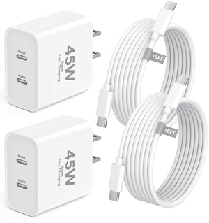 iPhone 18 Pro Max Charger Fast Charging 10FT, Dual USB C Charger & Cord | for iPhone Duo/18 Pro/18 Pro Max/17 16 15 Pro Max, iPad Pro, Galaxy, 45W Dual Type C Charger & Long 10FT USB C Charging Cord iPhone 18 Pro Max Charger Fast Charging 10FT, Dual USB C Charger & Cord | for iPhone Duo/18 Pro/18 Pro Max/17 16 15 Pro Max, iPad Pro, Galaxy, 45W Dual Type C Charger & Long 10FT USB C Charging Cord