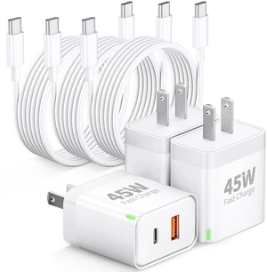 for iPhone 18 Pro Max/18 Pro/Duo Charger Fast Charging, 45W USB C Charger | 3 Pack Type C Super Fast Charging Block with 6FT USB C to C Cable, for iPhone 18/18 Pro/18 Pro Max/Duo/17/16/15 Pro Max, for iPhone 18 Pro Max/18 Pro/Duo Charger Fast Charging, 45W USB C Charger | 3 Pack Type C Super Fast Charging Block with 6FT USB C to C Cable, for iPhone 18/18 Pro/18 Pro Max/Duo/17/16/15 Pro Max,