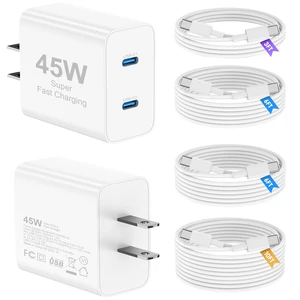 45W iPhone 18 17 16 Pro Max Charger Fast Charging,2 Dual Port USB C Charger | PD 3.0 Wall Plug Charger with Long 3/6/6/10FT USB C to C Cable for iPhone 18 Pro Max/17/16/15/iPhone Duo/iPad Pro/S26 45W iPhone 18 17 16 Pro Max Charger Fast Charging,2 Dual Port USB C Charger | PD 3.0 Wall Plug Charger with Long 3/6/6/10FT USB C to C Cable for iPhone 18 Pro Max/17/16/15/iPhone Duo/iPad Pro/S26