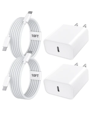 18 17 16 Pro Max Charger Fast Charging 10FT, 20W USB C Charger Block | 2 Pack 20W Type C Charger with 10FT Long USB-C to USB-C Woven Charge Cable for iPhone Duo/18 Pro/18 Pro Max/17 16 15 Pro Max 18 17 16 Pro Max Charger Fast Charging 10FT, 20W USB C Charger Block | 2 Pack 20W Type C Charger with 10FT Long USB-C to USB-C Woven Charge Cable for iPhone Duo/18 Pro/18 Pro Max/17 16 15 Pro Max