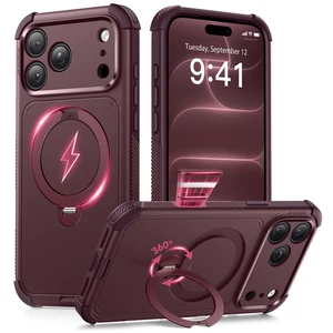 Rugged for iPhone 18 Pro Max Case/17 Pro Max Case, Magnetic Stand | 10X Military-Grade Drop Protection, Compatible with MagSafe, Heavy Duty, Camera Control, Port Cover, Anti-Slip, Burgundy Rugged for iPhone 18 Pro Max Case/17 Pro Max Case, Magnetic Stand | 10X Military-Grade Drop Protection, Compatible with MagSafe, Heavy Duty, Camera Control, Port Cover, Anti-Slip, Burgundy