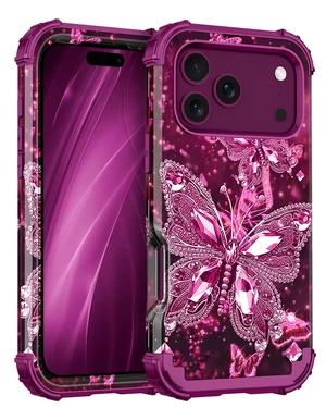 for iPhone 18 Pro Max Case,Glow in The Dark Three Layer Heavy Duty Shockproof Protection Hard Plastic Bumper+Soft Silicone Case for iPhone 18 Pro Max,Cherry Butterfly for iPhone 18 Pro Max Case,Glow in The Dark Three Layer Heavy Duty Shockproof Protection Hard Plastic Bumper+Soft Silicone Case for iPhone 18 Pro Max,Cherry Butterfly