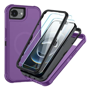 Magnetic for iPhone 17e Case/iPhone 16e Case 6.1",Purple | Compatible with MagSafe,with Screen Protector,3-Layer Heavy Duty Full-Body Protective Phone Cover Magnetic for iPhone 17e Case/iPhone 16e Case 6.1",Purple | Compatible with MagSafe,with Screen Protector,3-Layer Heavy Duty Full-Body Protective Phone Cover