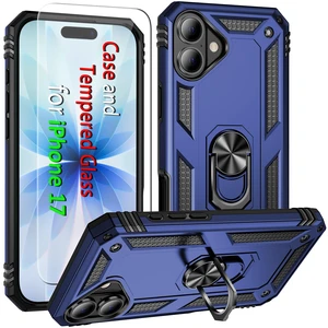 for iPhone 17/18 Case with Screen Protector,Builtin Kickstand-Blue | Case for iPhone 17 iPhone 18 with Stand,HD Tempered Glass,Military-Grade Heavy Duty Protection,Shockproof,Anti-Fingerprint for iPhone 17/18 Case with Screen Protector,Builtin Kickstand-Blue | Case for iPhone 17 iPhone 18 with Stand,HD Tempered Glass,Military-Grade Heavy Duty Protection,Shockproof,Anti-Fingerprint