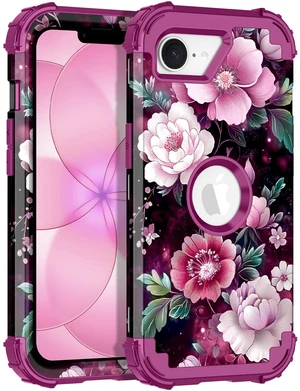 for iPhone 17e Case Case,Three Layer Heavy Duty Shockproof Protection Hard Plastic Bumper +Soft Silicone Rubber Protective Case for Apple iPhone 17e,Glow in The Dark-Purple Red for iPhone 17e Case Case,Three Layer Heavy Duty Shockproof Protection Hard Plastic Bumper +Soft Silicone Rubber Protective Case for Apple iPhone 17e,Glow in The Dark-Purple Red