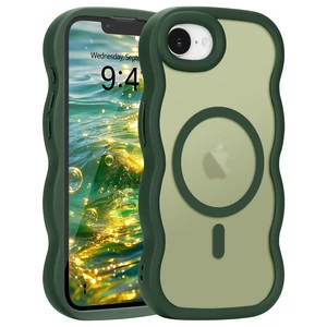 for iPhone 17e/16e Case Curly Wavy Frame Translucent, Green | Hard Matte Clear Back Cover for Women Men, Compatible with Magsafe, TPU Bumper Shockproof Drop Protection Phone Case for iPhone 17e/16e Case Curly Wavy Frame Translucent, Green | Hard Matte Clear Back Cover for Women Men, Compatible with Magsafe, TPU Bumper Shockproof Drop Protection Phone Case