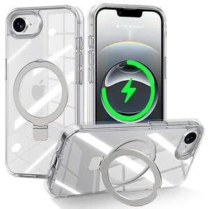 Compatible with iPhone 17E & 16E Case with Stand, Clear | Military Grade Shockproof, Slim iPhone 17e & iPhone 16e Phone Cases with Magnetic Ring Kickstand, Compatible with MagSafe Compatible with iPhone 17E & 16E Case with Stand, Clear | Military Grade Shockproof, Slim iPhone 17e & iPhone 16e Phone Cases with Magnetic Ring Kickstand, Compatible with MagSafe