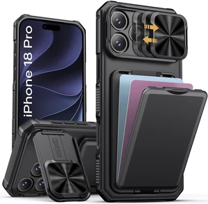 for iPhone 18 Pro Case with Card Holder & Kickstand, Black | RFID Blocking, Sliding Camera Lens Cover, Stand, Military-Grade Heavy-Duty Rugged Shockproof Phone Case Cover for 18 Pro 2026 for iPhone 18 Pro Case with Card Holder & Kickstand, Black | RFID Blocking, Sliding Camera Lens Cover, Stand, Military-Grade Heavy-Duty Rugged Shockproof Phone Case Cover for 18 Pro 2026