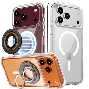 for iPhone 18/17 Pro Max Case Clear 360 Spin Magnetic Black Stand | Fit for MagSafe, Screen Protector, Detachable Ring Holder Grip, Military Grade Drop Protection, Non-Yellowing Phone Cover for iPhone 18/17 Pro Max Case Clear 360 Spin Magnetic Black Stand | Fit for MagSafe, Screen Protector, Detachable Ring Holder Grip, Military Grade Drop Protection, Non-Yellowing Phone Cover