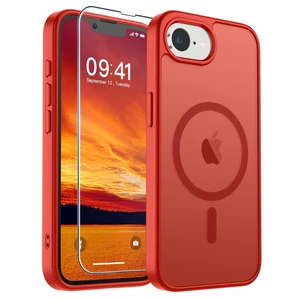 Magnetic for iPhone 17e Case/iPhone 16e Case Red | With Screen Protector, Translucent Matte, Compatible with MagSafe, Military Grade Drop Proof, Rugged Shockproof Protective Magnetic for iPhone 17e Case/iPhone 16e Case Red | With Screen Protector, Translucent Matte, Compatible with MagSafe, Military Grade Drop Proof, Rugged Shockproof Protective