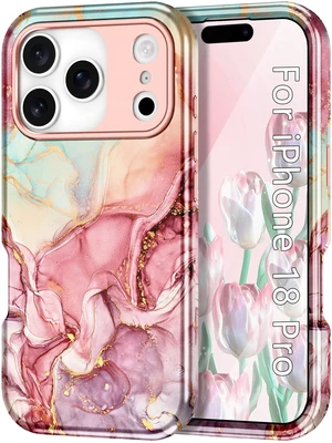 Compatible with iPhone 18 Pro Case 6.3 Inch 2026,Marble Pattern 3 in 1 Heavy Duty Shockproof Full Body Rugged Hard PC+Soft Silicone Drop Protective Women Girl Phone Cases, Rose Gold Compatible with iPhone 18 Pro Case 6.3 Inch 2026,Marble Pattern 3 in 1 Heavy Duty Shockproof Full Body Rugged Hard PC+Soft Silicone Drop Protective Women Girl Phone Cases, Rose Gold