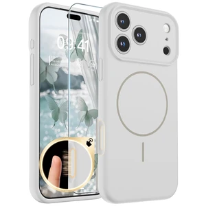 Silicone & Magnetic for iPhone 18 Pro Case White | Compatible with MagSafe, Full Camera Protection with Screen Protector, Silicone Shockproof Phone Cover,White Silicone & Magnetic for iPhone 18 Pro Case White | Compatible with MagSafe, Full Camera Protection with Screen Protector, Silicone Shockproof Phone Cover,White