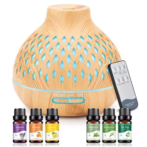 400ml Essential Oil Diffuser with Remote and 6 Essential Oils | Aromatherapy diffuser with 7-color LED light, quiet mist, timers and waterless auto shut-off for bedrooms and offices. 400ml Essential Oil Diffuser with Remote and 6 Essential Oils | Aromatherapy diffuser with 7-color LED light, quiet mist, timers and waterless auto shut-off for bedrooms and offices.