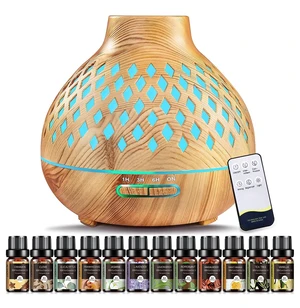 Aromatherapy Diffuser & 12 Essential Oils Set, 550ML Aromatherapy Diffuser for Home, Ultrasonic Cool Mist Humidifier with Remote Control 4 Timer 7 Color LED Light, Waterless Auto Off, Light Aromatherapy Diffuser & 12 Essential Oils Set, 550ML Aromatherapy Diffuser for Home, Ultrasonic Cool Mist Humidifier with Remote Control 4 Timer 7 Color LED Light, Waterless Auto Off, Light