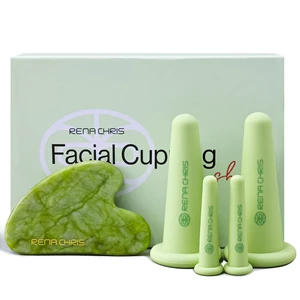 Facial Cupping Set & Gua Sha Tool - Jade Stone, Silicone Facial Cupping, Puffiness & Lip Plumping Therapy for Natural Skin Care Facial Cupping Set & Gua Sha Tool - Jade Stone, Silicone Facial Cupping, Puffiness & Lip Plumping Therapy for Natural Skin Care