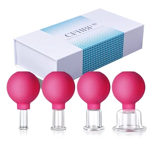4 Size Facial Cupping Therapy Set Glass, Eye Face Vacuum Massage Anti Cellulite Cup - Silicone, for Beauty Body Cup Lymphatic Fascia Massager (Gift Box Packaging-red) 4 Size Facial Cupping Therapy Set Glass, Eye Face Vacuum Massage Anti Cellulite Cup - Silicone, for Beauty Body Cup Lymphatic Fascia Massager (Gift Box Packaging-red)