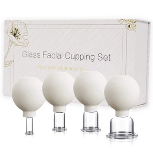 Glass Facial Cupping Set for Face & Neck Anti Aging (White) | Glass & Silicone, for Face & Neck, Lymphatic Drainage, Reduce Puffiness, 4 Sizes XS-S-M-L, Beginner Guide Glass Facial Cupping Set for Face & Neck Anti Aging (White) | Glass & Silicone, for Face & Neck, Lymphatic Drainage, Reduce Puffiness, 4 Sizes XS-S-M-L, Beginner Guide