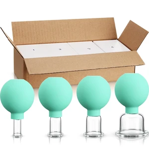 4 Pieces Facial Cupping Set for face Glass Cupping Set, Mint Green | Silicone Cupping Cups Massage Vacuum Suction Cupping Cups for Body Face Leg Arm Back Shoulder Muscle and Joint Pain 4 Pieces Facial Cupping Set for face Glass Cupping Set, Mint Green | Silicone Cupping Cups Massage Vacuum Suction Cupping Cups for Body Face Leg Arm Back Shoulder Muscle and Joint Pain