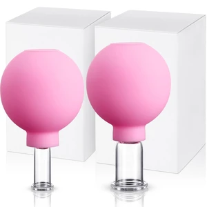 2 Pcs Glass Cupping Set, 1 Inch and 0.65 Inch Diameter, Pink | Facial Cupping Cups, Glass Silicone Cups, Vacuum Suction, for Face Skin, Back, Shoulder, Muscle 2 Pcs Glass Cupping Set, 1 Inch and 0.65 Inch Diameter, Pink | Facial Cupping Cups, Glass Silicone Cups, Vacuum Suction, for Face Skin, Back, Shoulder, Muscle