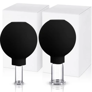 2 Pcs Glass Cupping Set, 1 Inch and 0.65 Inch Diameter, Black | Facial Cupping Cups, Glass Silicone Cups, Vacuum Suction, for Face Skin, Back, Shoulder, Muscle 2 Pcs Glass Cupping Set, 1 Inch and 0.65 Inch Diameter, Black | Facial Cupping Cups, Glass Silicone Cups, Vacuum Suction, for Face Skin, Back, Shoulder, Muscle