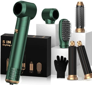 5-in-1 Hot Air Styler & Blow Dryer Brush Set - 700W Gentle Temperature Hair Multi-Styler with Auto-Wrap Curlers & Round Brush for Fine, Thin, or Damaged Hair, 100-120V US Outlet Only 5-in-1 Hot Air Styler & Blow Dryer Brush Set - 700W Gentle Temperature Hair Multi-Styler with Auto-Wrap Curlers & Round Brush for Fine, Thin, or Damaged Hair, 100-120V US Outlet Only