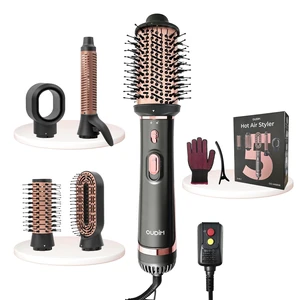 5-in-1 Hot Air Styler & Hair Dryer Brush, 1200W Ionic Multi-Styler for Fast Drying, Smooth Blowouts, Volumizing & Curling, 5 Attachments, 3 Heat Settings, Black/Rose Gold 5-in-1 Hot Air Styler & Hair Dryer Brush, 1200W Ionic Multi-Styler for Fast Drying, Smooth Blowouts, Volumizing & Curling, 5 Attachments, 3 Heat Settings, Black/Rose Gold
