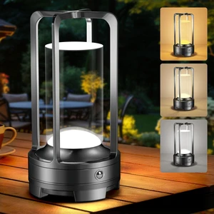 PortableTable Lamp Rechargeable Lamp with 3 Color Stepless Dimming | Outdoor Wireless Cordless Metal Battery Operated LED Lamps for Bedroom Restaurant Bar Coffee Shop Camping Black PortableTable Lamp Rechargeable Lamp with 3 Color Stepless Dimming | Outdoor Wireless Cordless Metal Battery Operated LED Lamps for Bedroom Restaurant Bar Coffee Shop Camping Black