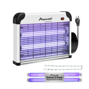 Electric Bug Zapper, 20W UV Bulbs, Fly, Mosquito, Gnat and Moth Control, Indoor and Covered Outdoor Use for Home, Garage, Patio and Farm, Includes 2 Replacement Bulbs Electric Bug Zapper, 20W UV Bulbs, Fly, Mosquito, Gnat and Moth Control, Indoor and Covered Outdoor Use for Home, Garage, Patio and Farm, Includes 2 Replacement Bulbs