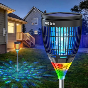 Solar Bug Zapper Outdoor, Mosquito Zapper with Flame Light, RGB Projector | 4200V Electric Grid, Solar & USB Charging, Smart Auto Mode, IP65 Waterproof Mosquito Zapper for Patios Gardens Camping Yards Solar Bug Zapper Outdoor, Mosquito Zapper with Flame Light, RGB Projector | 4200V Electric Grid, Solar & USB Charging, Smart Auto Mode, IP65 Waterproof Mosquito Zapper for Patios Gardens Camping Yards