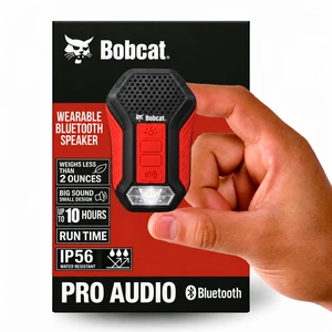 Bobcat Wearable Bluetooth Speaker, Rechargeable Clip-On Jobsite Speaker | 10H Playtime, IP65 Water/Dust Resistance, 100-Lumen Flashlight, Sport Clip, Hands-Free Calling, Emergency Mode, Lightweight Bobcat Wearable Bluetooth Speaker, Rechargeable Clip-On Jobsite Speaker | 10H Playtime, IP65 Water/Dust Resistance, 100-Lumen Flashlight, Sport Clip, Hands-Free Calling, Emergency Mode, Lightweight