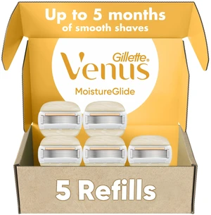 Moistureglide Women's Razor Refills, 5 Refill Cartridges, Fits Venus Reusable Razor Handles, 5-Bladed Razor Blades with Built-in Shave Gel Bars, Women's Razor Moistureglide Women's Razor Refills, 5 Refill Cartridges, Fits Venus Reusable Razor Handles, 5-Bladed Razor Blades with Built-in Shave Gel Bars, Women's Razor
