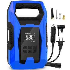 AC/DC Tire Inflator Portable Air Compressor, Dual Power for Home 110V AC and Car 12V DC Air Pump with Pressure Gauge, Auto Shutoff, Tire Pump for Car Motorcycle Bike and Other Inflatables, Blue AC/DC Tire Inflator Portable Air Compressor, Dual Power for Home 110V AC and Car 12V DC Air Pump with Pressure Gauge, Auto Shutoff, Tire Pump for Car Motorcycle Bike and Other Inflatables, Blue