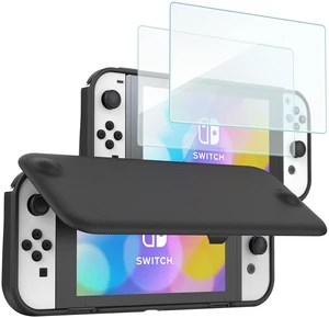 Flip Case for Nintendo Switch OLED with 2 Screen Protectors, Black | Slim Cover Features a Magnetically Detachable Front Lid and Tempered Glass for All-Around Scratch Protection Flip Case for Nintendo Switch OLED with 2 Screen Protectors, Black | Slim Cover Features a Magnetically Detachable Front Lid and Tempered Glass for All-Around Scratch Protection