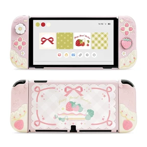 Strawberries with Cream Case Compatible with Switch OLED, Soft Silicone Slim Protective Cover with Separable Shell and 2 Grips (Pink) Strawberries with Cream Case Compatible with Switch OLED, Soft Silicone Slim Protective Cover with Separable Shell and 2 Grips (Pink)