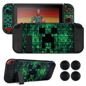 My World MC Protective Case for Switch New Model, Dockable Soft Shell Cute Cover Case for Joycon Controller with 4PCS Thumb Grips Caps - Green Switch My World MC Protective Case for Switch New Model, Dockable Soft Shell Cute Cover Case for Joycon Controller with 4PCS Thumb Grips Caps - Green Switch