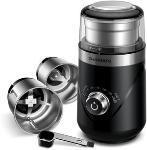 Electric Super Silent Blade Coffee Grinder, Timed Grind Control Rotary Knob, Adjustable Coarse to Fine for Coffee Beans, Spices & Herbs, with 2 Removable Stainless Steel Bowls, Black Electric Super Silent Blade Coffee Grinder, Timed Grind Control Rotary Knob, Adjustable Coarse to Fine for Coffee Beans, Spices & Herbs, with 2 Removable Stainless Steel Bowls, Black