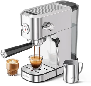 Espresso Machine with Milk Frother for Cappuccino & Latte, Sliver | 20-Bar Pump, Built-in Pressure Gauge, Powerful Steam Wand, Milk Frothing Pitcher, 42 oz Removable Water Tank, Stainless Steel Espresso Machine with Milk Frother for Cappuccino & Latte, Sliver | 20-Bar Pump, Built-in Pressure Gauge, Powerful Steam Wand, Milk Frothing Pitcher, 42 oz Removable Water Tank, Stainless Steel