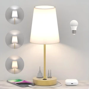 Bedroom Table Lamp, Bedside Lamp with AC Outlet and USB C Charging Ports(PD 20W), 3-Way Dimmable Lamp with Switch, Lamps with Shade for Night Stands, Living Room, Desk, and Home Office, 6.5Ft Bedroom Table Lamp, Bedside Lamp with AC Outlet and USB C Charging Ports(PD 20W), 3-Way Dimmable Lamp with Switch, Lamps with Shade for Night Stands, Living Room, Desk, and Home Office, 6.5Ft