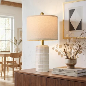 21'' Modern Ceramic Table Lamp with Gift Box, White for Bedroom,Small | Bedside Lamps for Nightstands, Gold Pole Design, Farmhouse Home Decor for Living Room, Ideal Housewarming Gift for Women 21'' Modern Ceramic Table Lamp with Gift Box, White for Bedroom,Small | Bedside Lamps for Nightstands, Gold Pole Design, Farmhouse Home Decor for Living Room, Ideal Housewarming Gift for Women