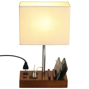 USB Table Lamp, Multi-Functional Desk Lamp with 2 AC Outlets, Bedside Lamp with 3 USB Charging Ports and Wooden Phone Stands, Nightstand Lamp for Bedroom, Livingroom, Office, Walnut Wood USB Table Lamp, Multi-Functional Desk Lamp with 2 AC Outlets, Bedside Lamp with 3 USB Charging Ports and Wooden Phone Stands, Nightstand Lamp for Bedroom, Livingroom, Office, Walnut Wood