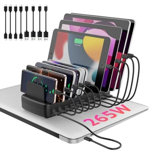 10 Port 265W Charging Station for Multiple Devices with Adjustable Dividers | Dual 65W Fast Table/iPad Charger Organizer Compatible with MacBook, iPhone,Sumsung for Office, Family, School 10 Port 265W Charging Station for Multiple Devices with Adjustable Dividers | Dual 65W Fast Table/iPad Charger Organizer Compatible with MacBook, iPhone,Sumsung for Office, Family, School