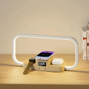 Bedside Lamp with Wireless Charger, Desk Lamp with Clock, Wood | 3 in 1 Touch Control Table Lamp, 5 Color Modes & Dimmable Lamps for Nightstand, Night Light for Bedroom, Gifts for Women Men Bedside Lamp with Wireless Charger, Desk Lamp with Clock, Wood | 3 in 1 Touch Control Table Lamp, 5 Color Modes & Dimmable Lamps for Nightstand, Night Light for Bedroom, Gifts for Women Men