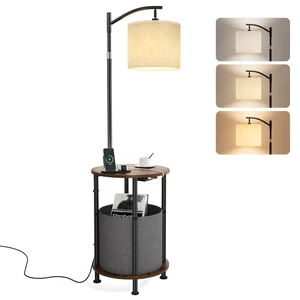 Floor Lamp with Table,Nightstand with Charging Station Living Room | Lamp with Storage Basket,Type-C & USB Charging, 3-Color LED Bulb, Adjustable Head & Height, Easy Assembly for Bedroom Floor Lamp with Table,Nightstand with Charging Station Living Room | Lamp with Storage Basket,Type-C & USB Charging, 3-Color LED Bulb, Adjustable Head & Height, Easy Assembly for Bedroom