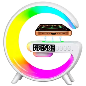 5-in-1 Smart LED Table Lamp with Wireless Charger, Bluetooth Speaker, Alarm Clock, Night Light, Bedside Lamp Charging Station for Bedroom Nightstand Dorm Desk, Home Decor, Gifts for Teen Boys Girls 5-in-1 Smart LED Table Lamp with Wireless Charger, Bluetooth Speaker, Alarm Clock, Night Light, Bedside Lamp Charging Station for Bedroom Nightstand Dorm Desk, Home Decor, Gifts for Teen Boys Girls